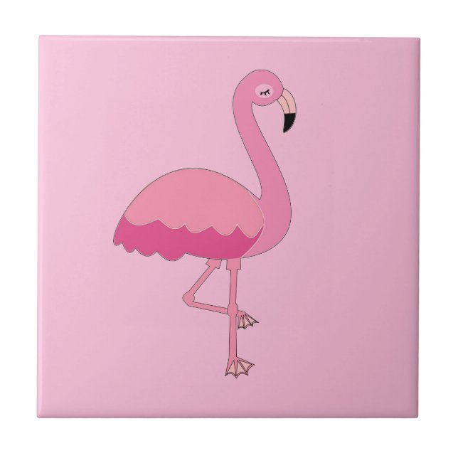Tropischer Rosa Flamingo   Fliese (Vorderseite)