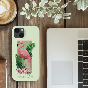 Tropischer Rosa Flamingo Grüne Palmwedel Lilie Case-Mate iPhone Hülle
