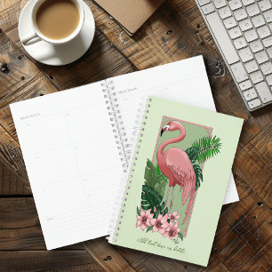 Tropischer Rosa Flamingo Grüne Palmwedel Lilie Planer
