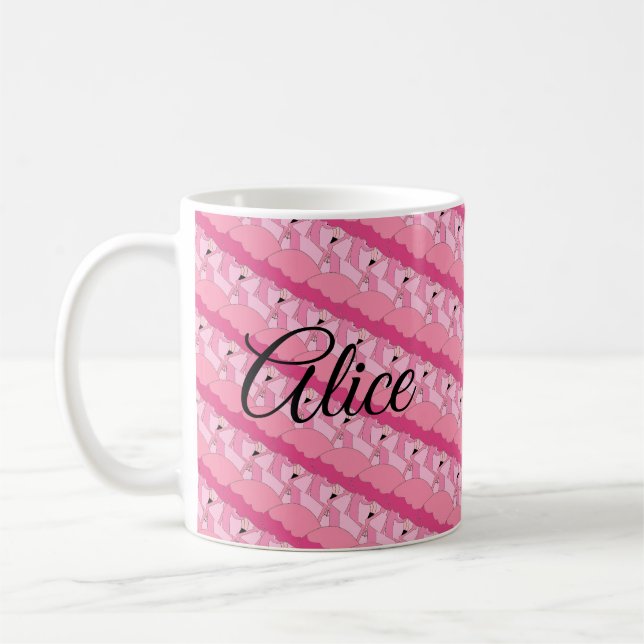Tropischer Rosa-Flamingo-Kaffeebecher Kaffeetasse (Links)