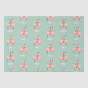 Tropischer Rosa Flamingo mit Weihnachtsmannhut Wei Seidenpapier