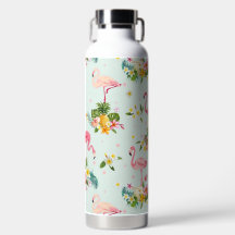 Tropischer Rosa-Flamingo und Blumenmuster