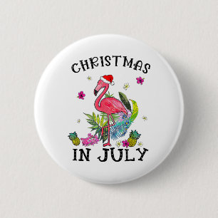 Tropischer Rosa Flamingo Weihnachten im Juli Somme Button