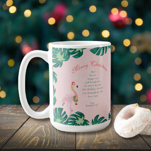 Tropischer rosa Weihnachtsflamingo Santa Hut Kugel Kaffeetasse