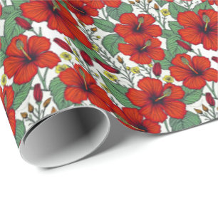 Tropischer roter Hibiskus Botanisch Geschenkpapier