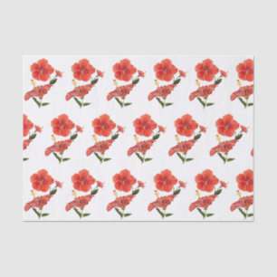Tropischer Roter Hibiskus Wasserfarbige Blume Gewe Seidenpapier