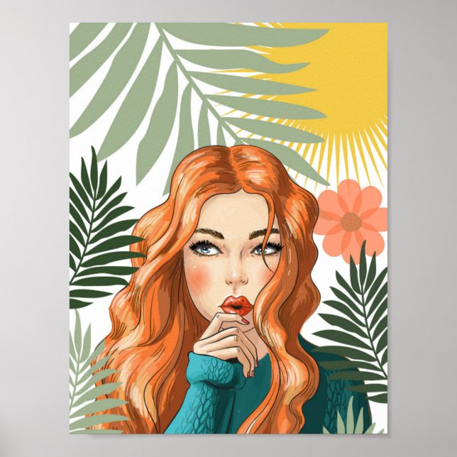 Tropischer Rotschopf-Druck Poster (Vorne)