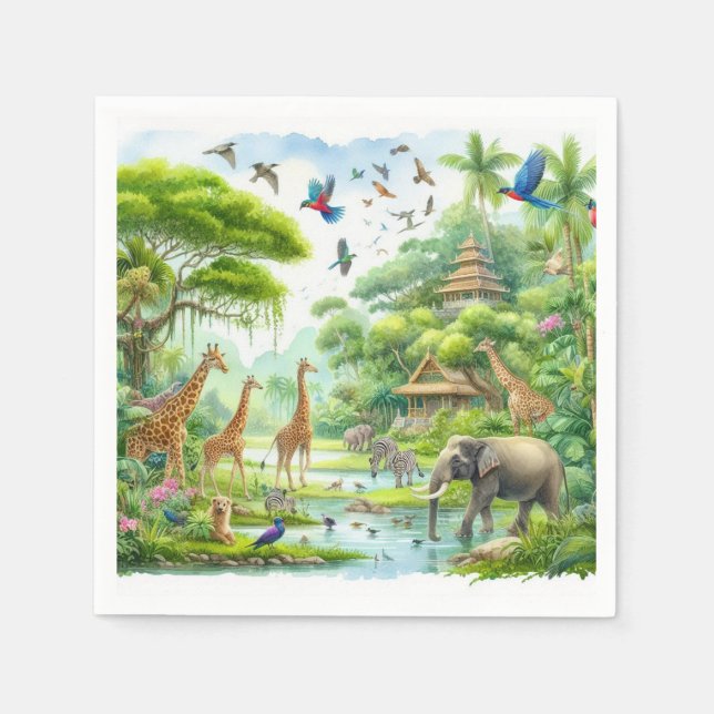 Tropischer Safari-Dschungel Napkins Serviette (Vorderseite)