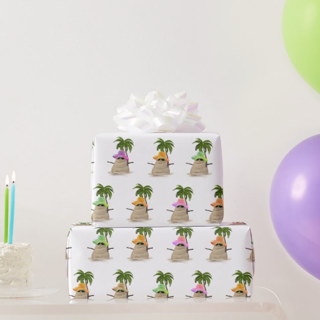 Tropischer Sandmann mit Palmenblätterpapier Geschenkpapier (Partygeschenke)