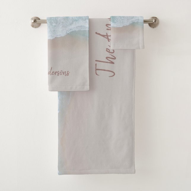 Tropischer Sandstrand Sonnige Wellen modern Badhandtuch Set (Insitu)