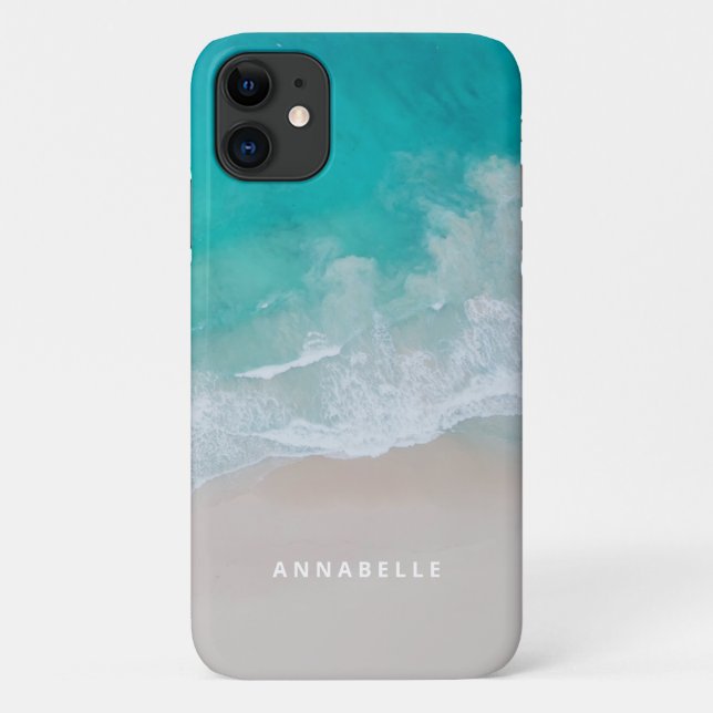 Tropischer Sandstrand Sonnige Wellen modern Case-Mate iPhone Hülle (Rückseite)