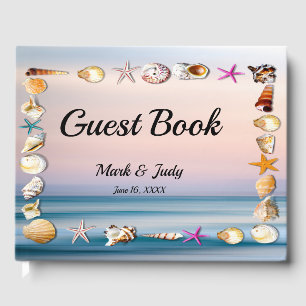 Tropischer Sandstrand und Hochzeiten von Muscheln Gästebuch