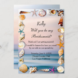 Tropischer Sandstrand und Seashells Bridesmaid Einladung