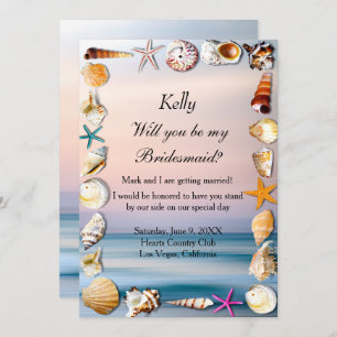 Tropischer Sandstrand und Seashells Bridesmaid Einladung