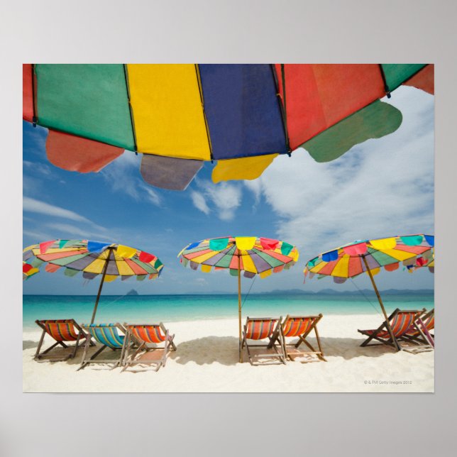 Tropischer Sandstrand und türkisfarbenes Meer. 2 Poster (Vorne)