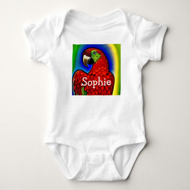 Tropischer Schatz: Abstraktes Parrot Artwork Baby Strampler (Vorderseite)