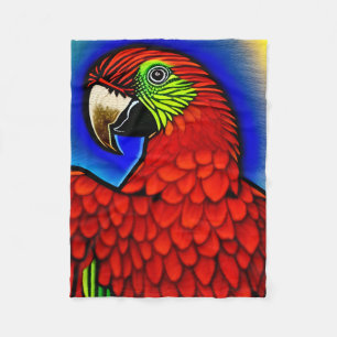 Tropischer Schatz: Abstraktes Parrot Artwork Fleecedecke
