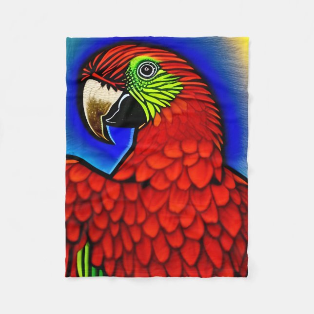 Tropischer Schatz: Abstraktes Parrot Artwork Fleecedecke (Vorderseite)