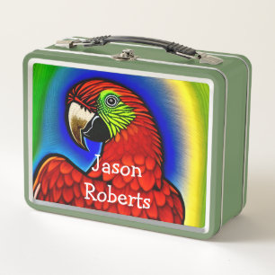Tropischer Schatz: Abstraktes Parrot Artwork Metall Brotdose