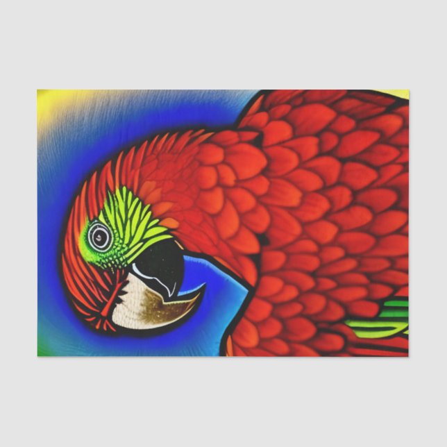 Tropischer Schatz: Abstraktes Parrot Artwork Seidenpapier (Vorderseite)
