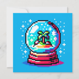 Tropischer Schneeglobe Einzigartiger Pixel Art Bea Einladung