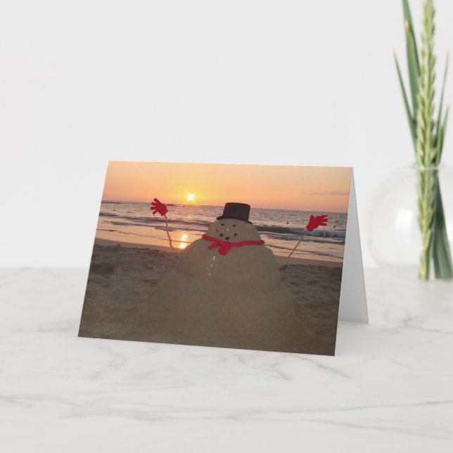 Tropischer Schneemann Feiertagskarte (Vorderseite)
