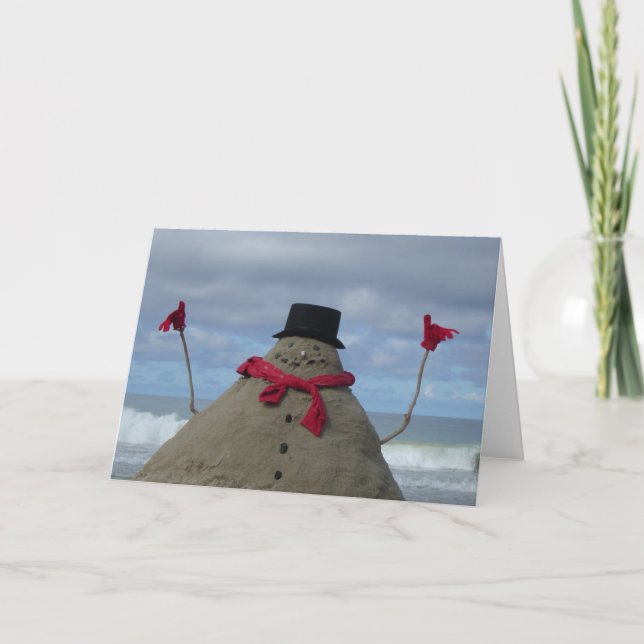 Tropischer Schneemann Feiertagskarte (Vorderseite)