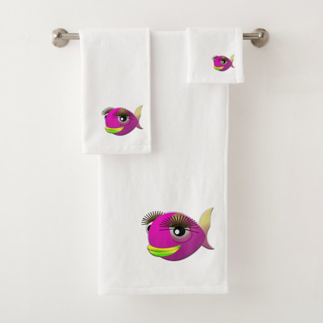 Tropischer, schöner Fisch aus Rosa Badhandtuch Set (Insitu)