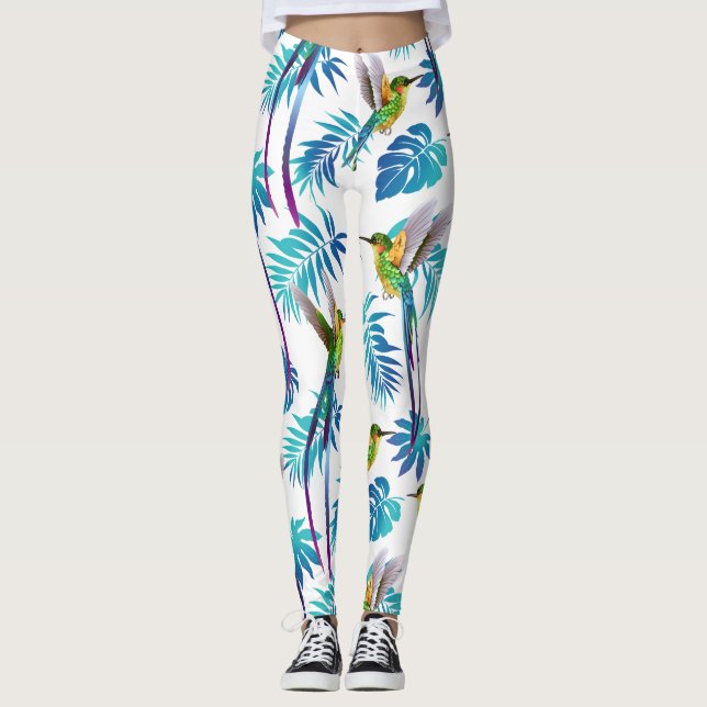 Tropischer Schwanz Hummingbirds Leggings (Vorderseite)
