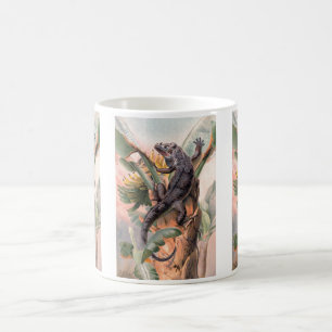 Tropischer Schwarzer Leguan, Vintage-wildes Reptil Kaffeetasse