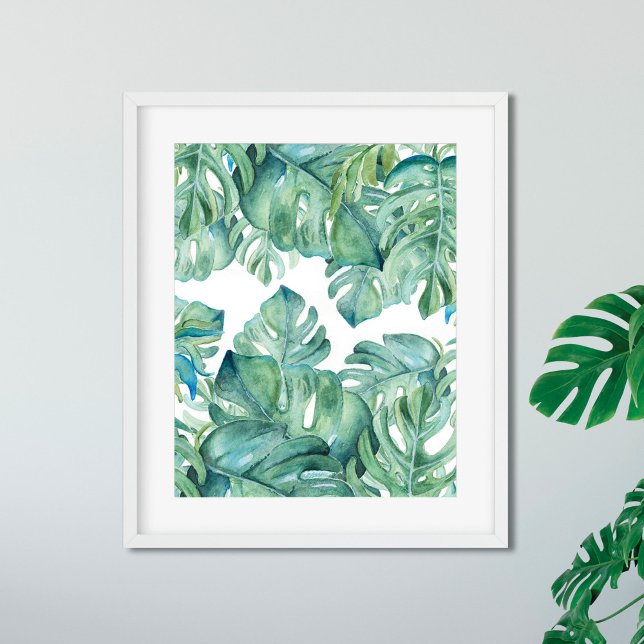 Tropischer Schweizer Käse Pflanze Watercolor Poster (print of watercolor paintings by Victoria Grigaliunas monstera palm leaf watercolor art)