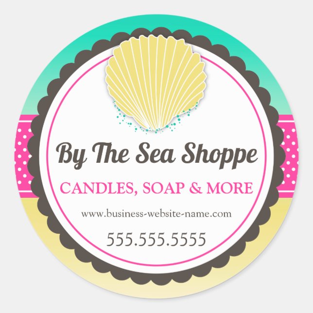 Tropischer Seashell Sand und klassischer Runder-St Runder Aufkleber (Vorderseite)