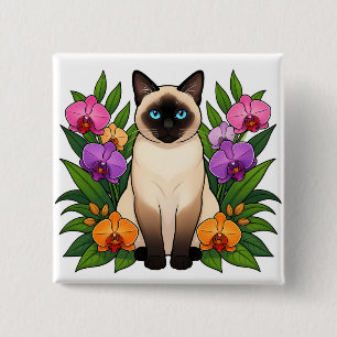 tropischer siamesischer Katzenknopf Button