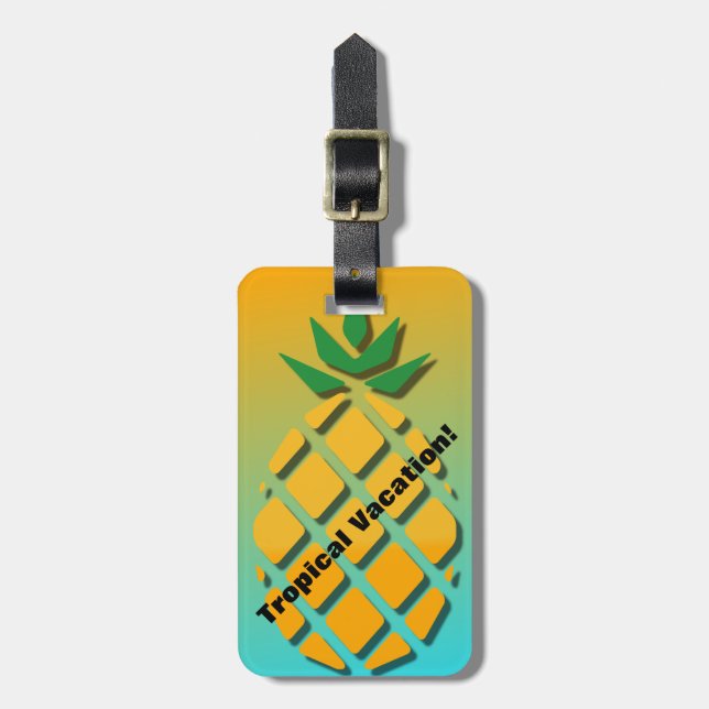 Tropischer Sommer Ananas Gepäcktag Gepäckanhänger (Vorderseite vertikal)