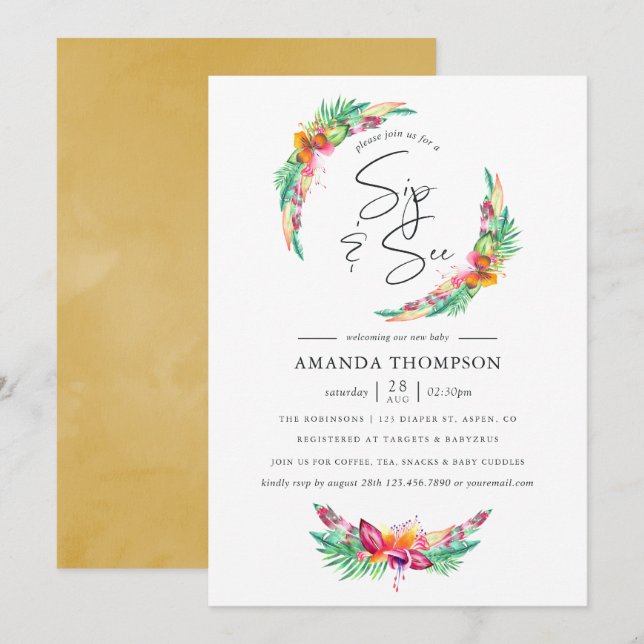 Tropischer Sommer-Badestrand mit Blick auf das Mee Einladung (Vorne/Hinten)