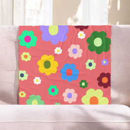Tropischer Sommer Floral Botanisch kühl farbig Fleecedecke