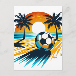 Tropischer Sommer Fußball Retro Beach Soccer Sonne Ankündigungspostkarte