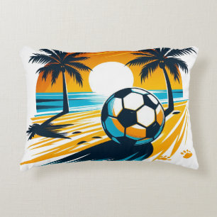 Tropischer Sommer Fußball Retro Beach Soccer Sonne Dekokissen