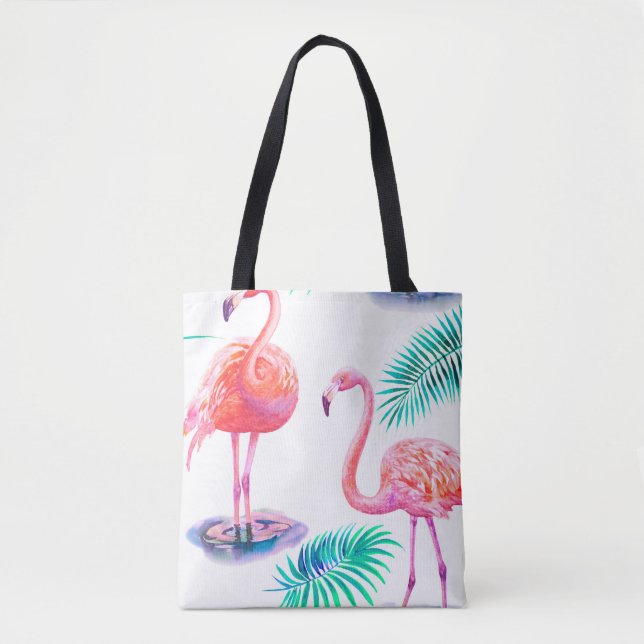 Tropischer Sommer mit Flamingos-Blätter und Exo (Vorderseite)