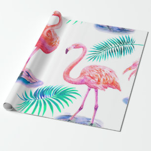 Tropischer Sommer mit Flamingos-Blätter und Exo Geschenkpapier