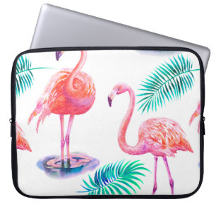 Tropischer Sommer mit Flamingos-Blätter und Exo Laptopschutzhülle