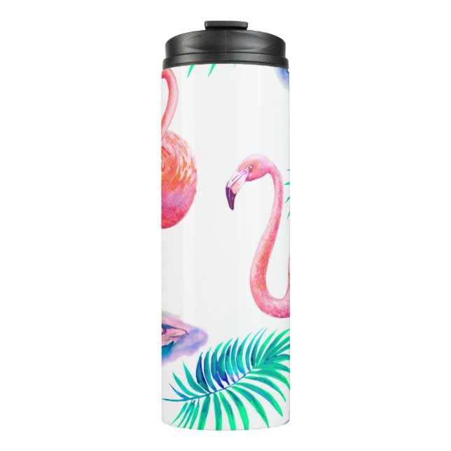 Tropischer Sommer mit Flamingos-Blätter und Exo Thermosbecher (Vorderseite)