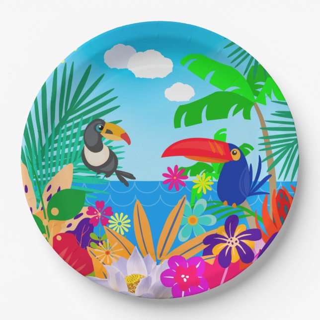 Tropischer Sommer Pappteller (Vorderseite)