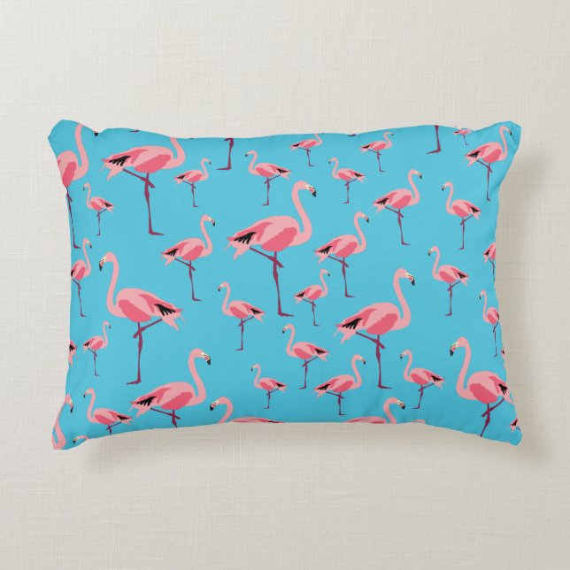 Tropischer Sommer Pink Flamingo Muster Dekokissen (Vorderseite)