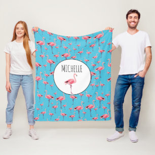 Tropischer Sommer Pink Flamingo Muster Fleecedecke