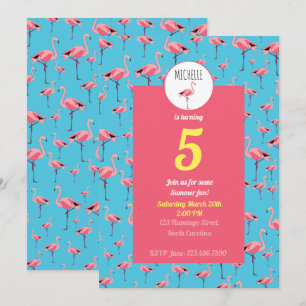Tropischer Sommer Pink Flamingo Muster Geburtstag Einladung