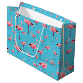 Tropischer Sommer Pink Flamingo Muster Große Geschenktüte