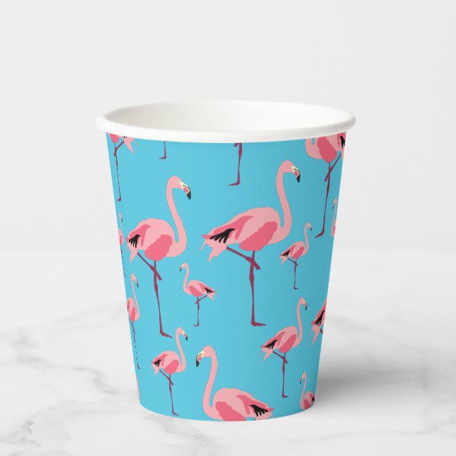 Tropischer Sommer Pink Flamingo Muster Pappbecher (Vorderseite)