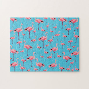 Tropischer Sommer Pink Flamingo Muster Puzzle