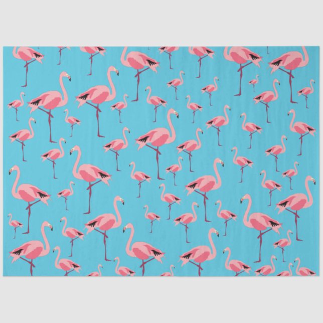 Tropischer Sommer Pink Flamingo Muster Seidenpapier (Vorderseite)